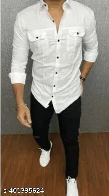 Men Cotton Blend Double Pocket Full Sleeves Shirt Pack of 1