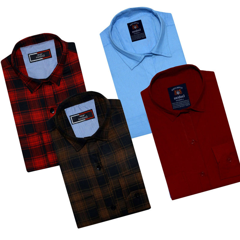 Combo of 4 Casual Shirts for Men (Multicolor, S)