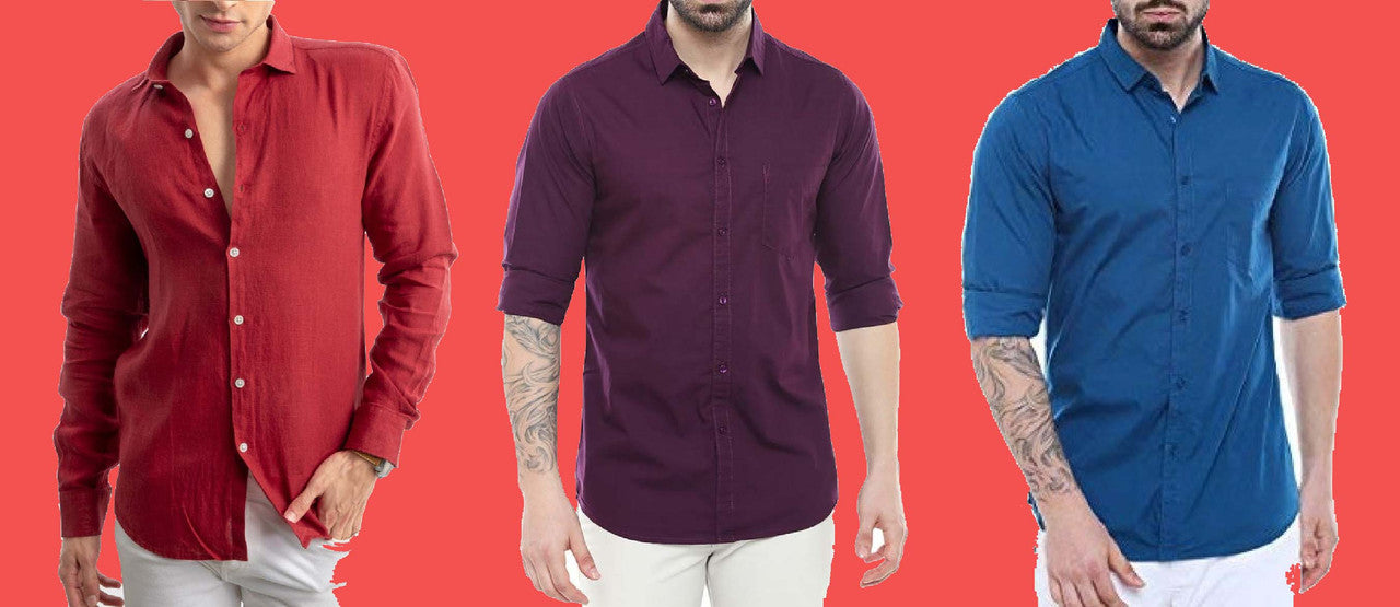 Combo of 3 Casual Men's Shirts (Multicolor, S)