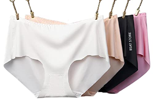 Women's Ice Silk Blend Invisible Lines No Show Hipster Panty (Pack of 4)