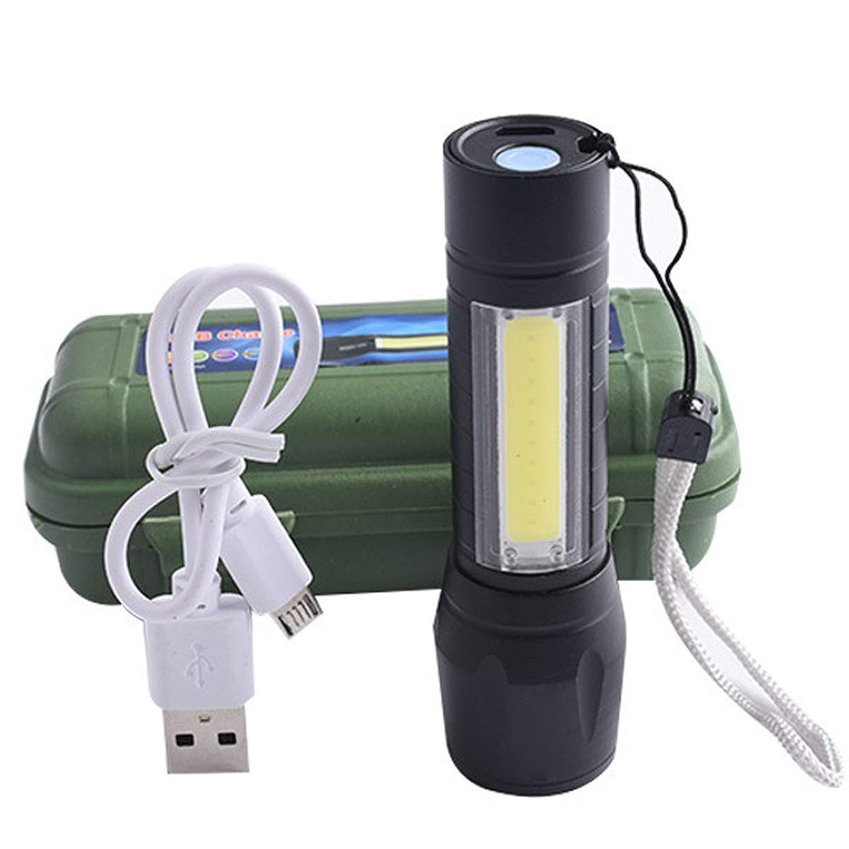 Charkee 3W 3 in 1 Torch Light for Camping, Hiking, Fishing Rechargeable with USB Charging Cable & Box