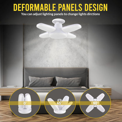 Charkee 25W Cool Day Mini fan Blade 4 Leaf Foldable LED Bulb with Angle Adjustable Ceiling Lights Home Pack of 3