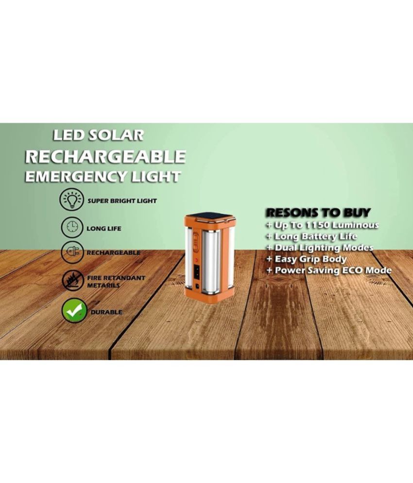 Charkee 9W 4 Tubes 360 Degree Hi-Bright Lantern with Solar and Rechargeable Electric Emergency Light Pack of 1