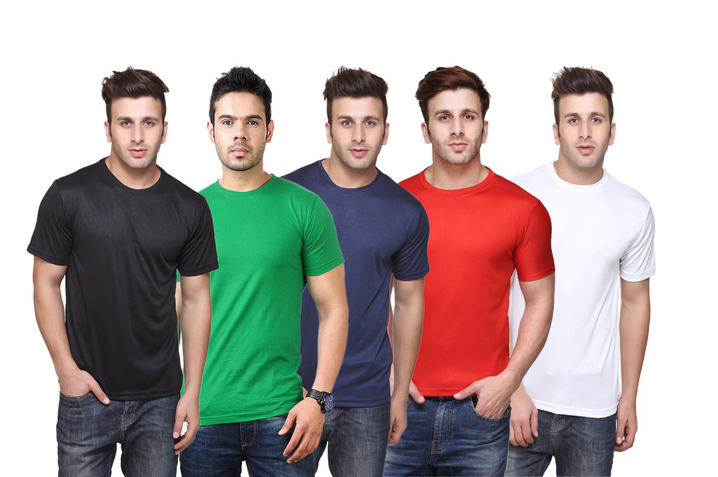 Ketex Polyester Dri-Fit Half Sleeves Round Neck T-Shirt ( Pack of 4 )