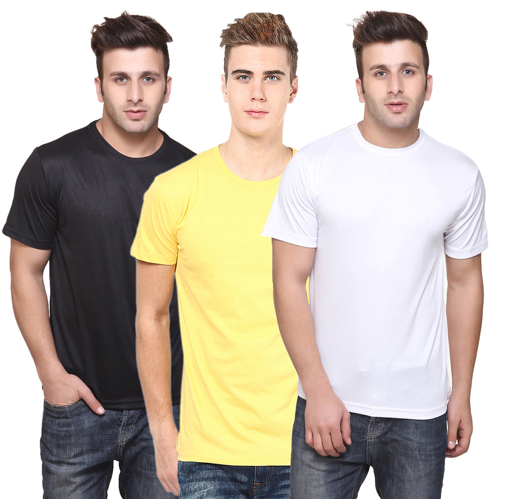Ketex Round Neck Men's Polyester Blend Dri Fit T-Shirts (Pack of 3)