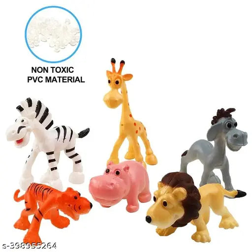 Funny Jungle Animals Toys Forest Animal Set Mini Cartoon Animal Toys Figure Playing Set for Kids - Pack of 12 Pcs