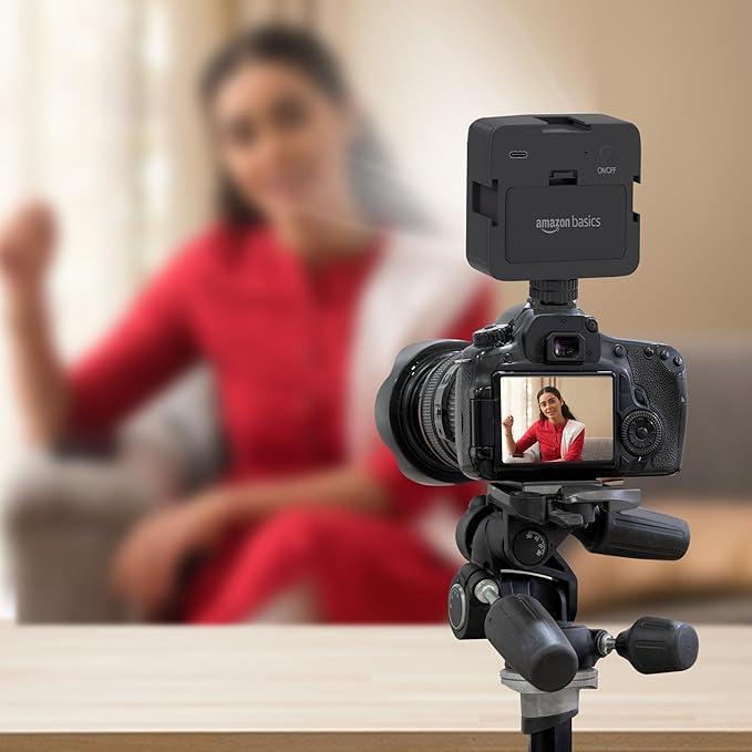 Camera Video Light with Clip and 3 Cold Shoe Connectors | 120 LED Beads | Dimmable and Rechargeable Battery |