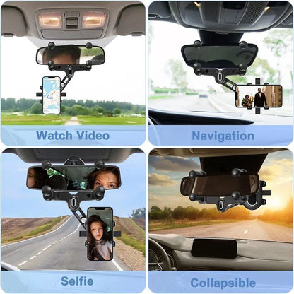 Phone Mount for Car, 2024 Upgraded Rear View Mirror Phone Holder, Universal Mount, Rotatable Phone Holder for Car Compatible