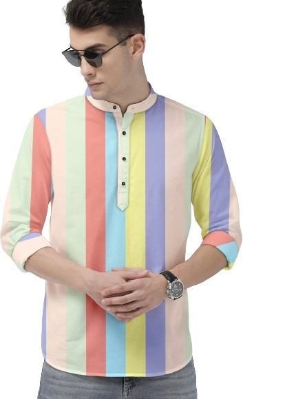 Men's Color Block Spread Collar Casual Shirt