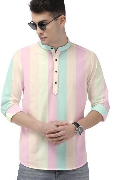 Men's Color Block Spread Collar Casual Shirt