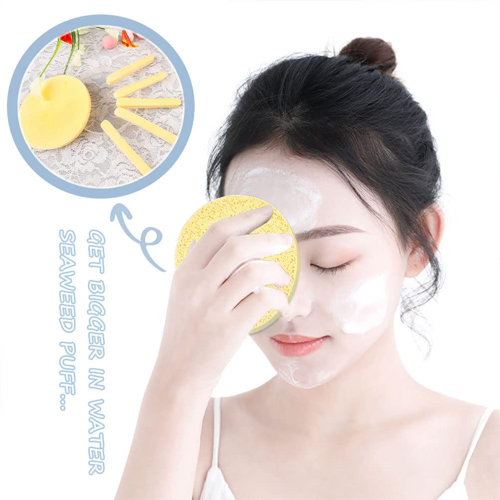 12 PCS Compressed Facial Sponge Face Cleansing Sponges with Storage Container