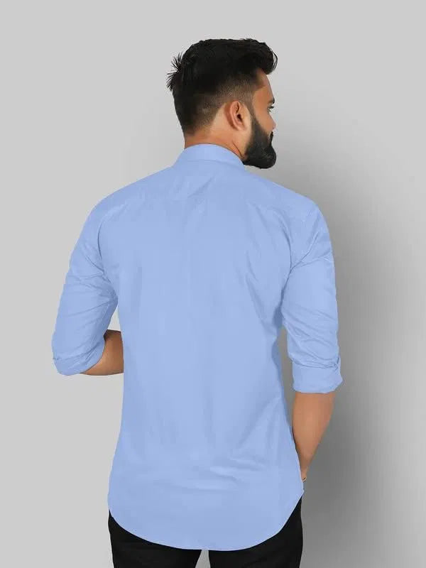 Men’s Sky Blue Slim Fit Formal & Casual Shirt Full Sleeve Solid Shirt Pack of 2