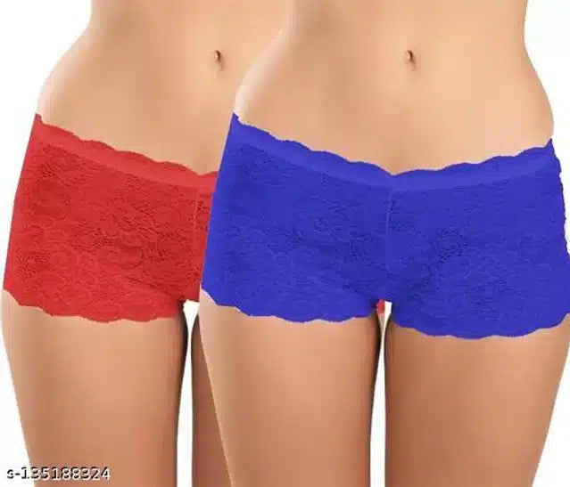 Net Briefs for Women (Red & Blue, L) (Set of 2)