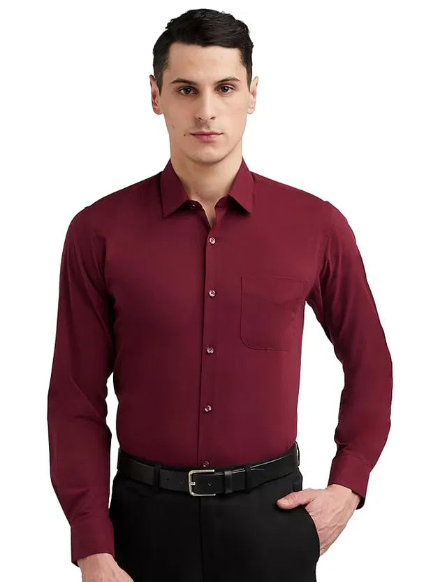 Men’s Maroon Slim Fit Formal & Casual Shirt Full Sleeve Solid Shirt Pack of 1