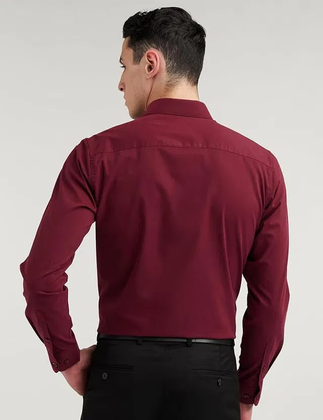 Men’s Maroon Slim Fit Formal & Casual Shirt Full Sleeve Solid Shirt Pack of 2