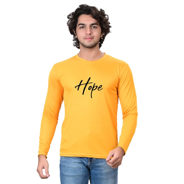 Round Neck Printed T-Shirt for Men (Yellow, S)