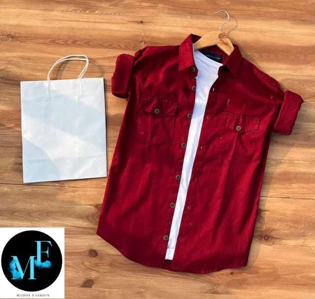 Men Cotton Blend Double Pocket Full Sleeves Shirt Pack of 1